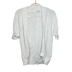 Christian Dior Petites White Ivory 3/4 Sleeve Ramie Cotton Knit Cardigan Small